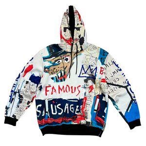 Member's Only x Jean Michel Basquiat Graffiti Vintage Hoodie Sweatshirt, Men's L